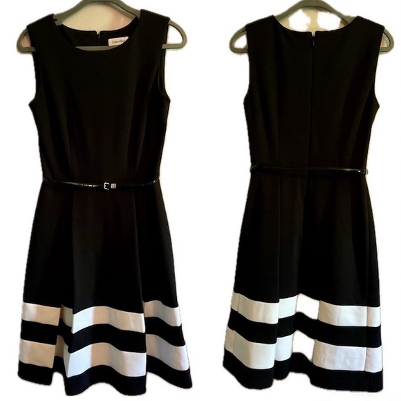Calvin Klein Black/White Flounce Dress size 2 - Picture 3 of 9